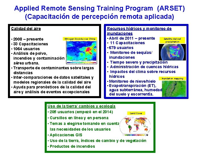 Applied Remote Sensing Training Program (ARSET) (Capacitación de percepción remota aplicada) Calidad del aire