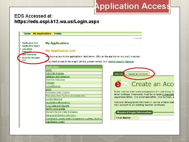 Application Access EDS Accessed at: https: //eds. ospi. k 12. wa. us/Login. aspx 