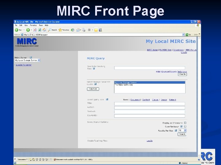 MIRC Front Page 