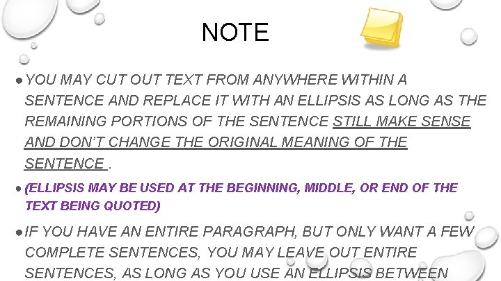NOTE ●YOU MAY CUT OUT TEXT FROM ANYWHERE WITHIN A SENTENCE AND REPLACE IT