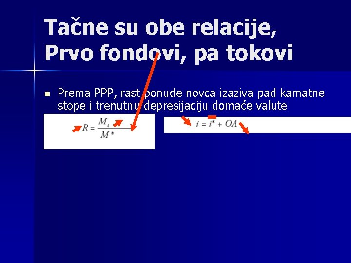 Tačne su obe relacije, Prvo fondovi, pa tokovi n Prema PPP, rast ponude novca