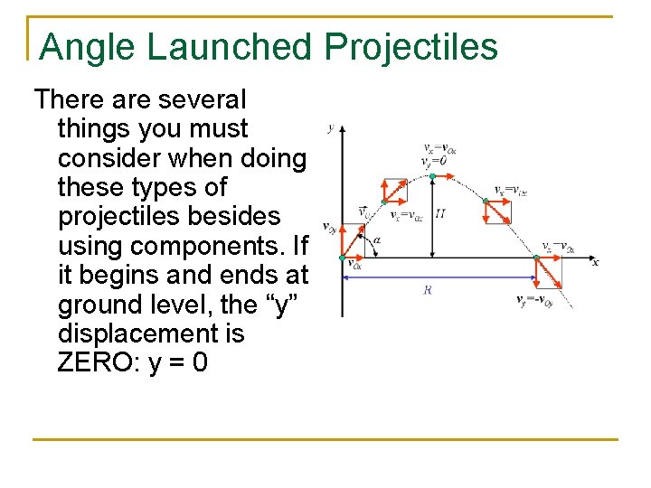 Angle Launched Projectiles There are several things you must consider when doing these types