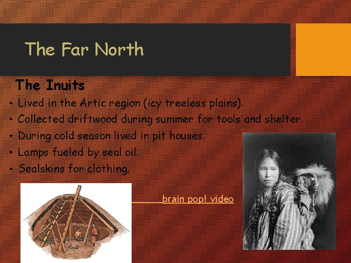 The Far North The Inuits • Lived in the Artic region (icy treeless plains).