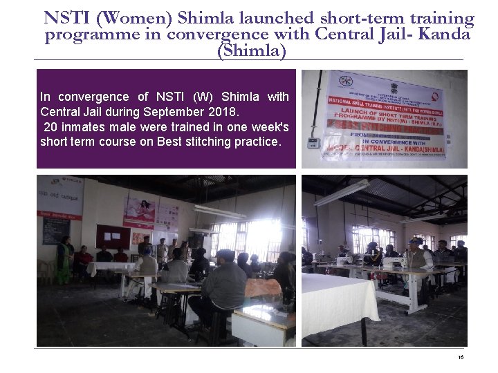 NSTI (Women) Shimla launched short-term training programme in convergence with Central Jail- Kanda (Shimla)