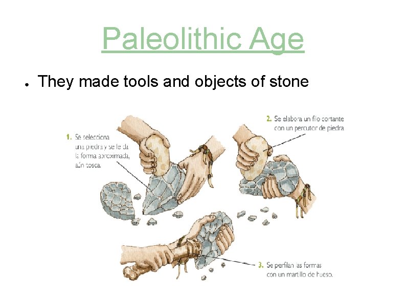 Paleolithic Age ● They made tools and objects of stone 