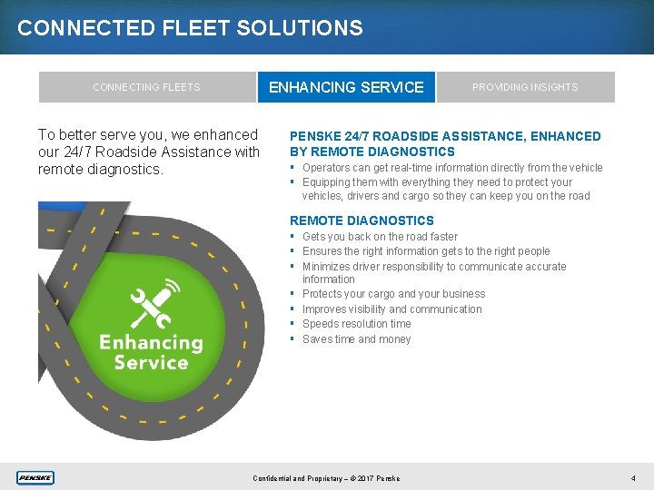 CONNECTED FLEET SOLUTIONS ENHANCING SERVICE CONNECTING FLEETS To better serve you, we enhanced our