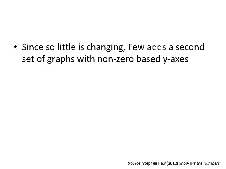  • Since so little is changing, Few adds a second set of graphs