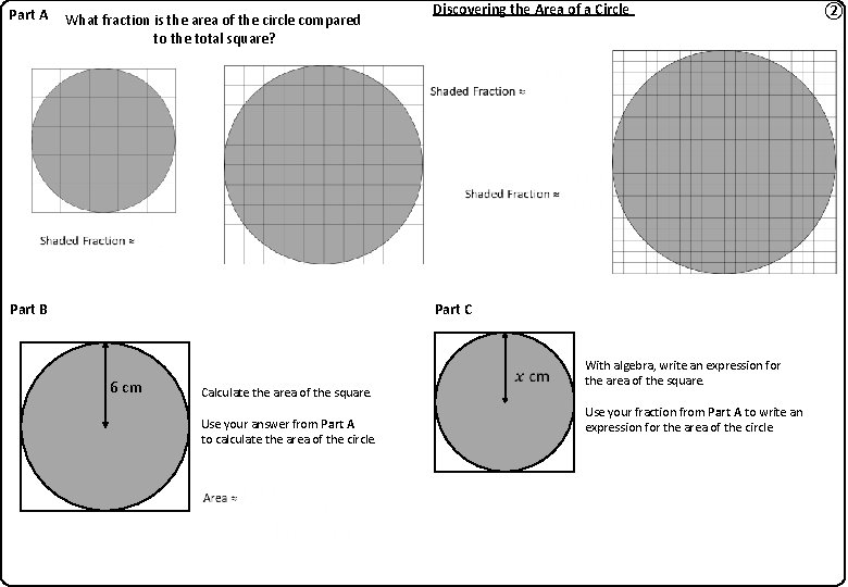 Part A What fraction is the area of the circle compared to the total Part A What fraction is the area of the circle compared to the total