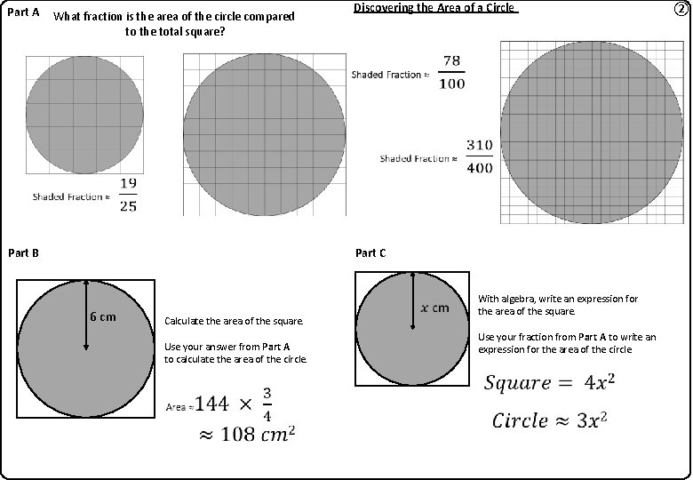 Part A What fraction is the area of the circle compared to the total Part A What fraction is the area of the circle compared to the total