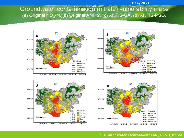 6/4/2021 Groundwater contamination (nitrate) vulnerability maps (a) Original NO 3 -N, (b) Original ANFIS,
