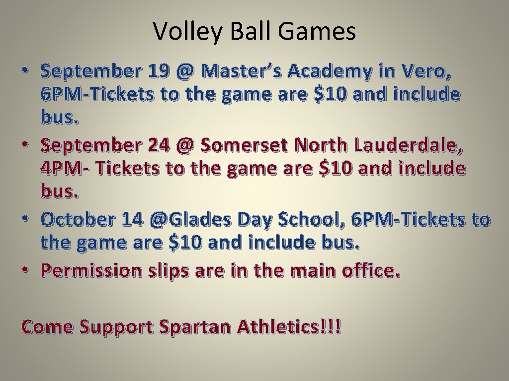 Volley Ball Games • September 19 @ Master’s Academy in Vero, 6 PM-Tickets to