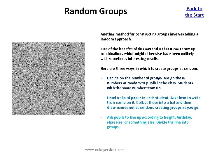 Random Groups Back to the Start Another method for constructing groups involves taking a