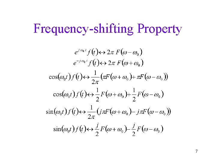 Frequency-shifting Property 7 