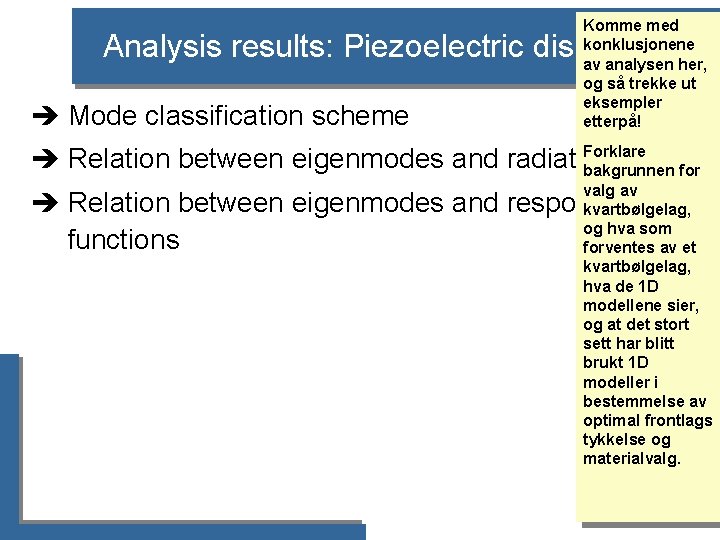 Komme med konklusjonene av analysen her, og så trekke ut eksempler etterpå! Analysis results: