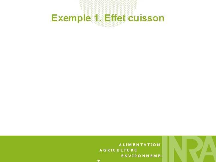Exemple 1. Effet cuisson ALIMENTATION AGRICULTURE ENVIRONNEMEN 