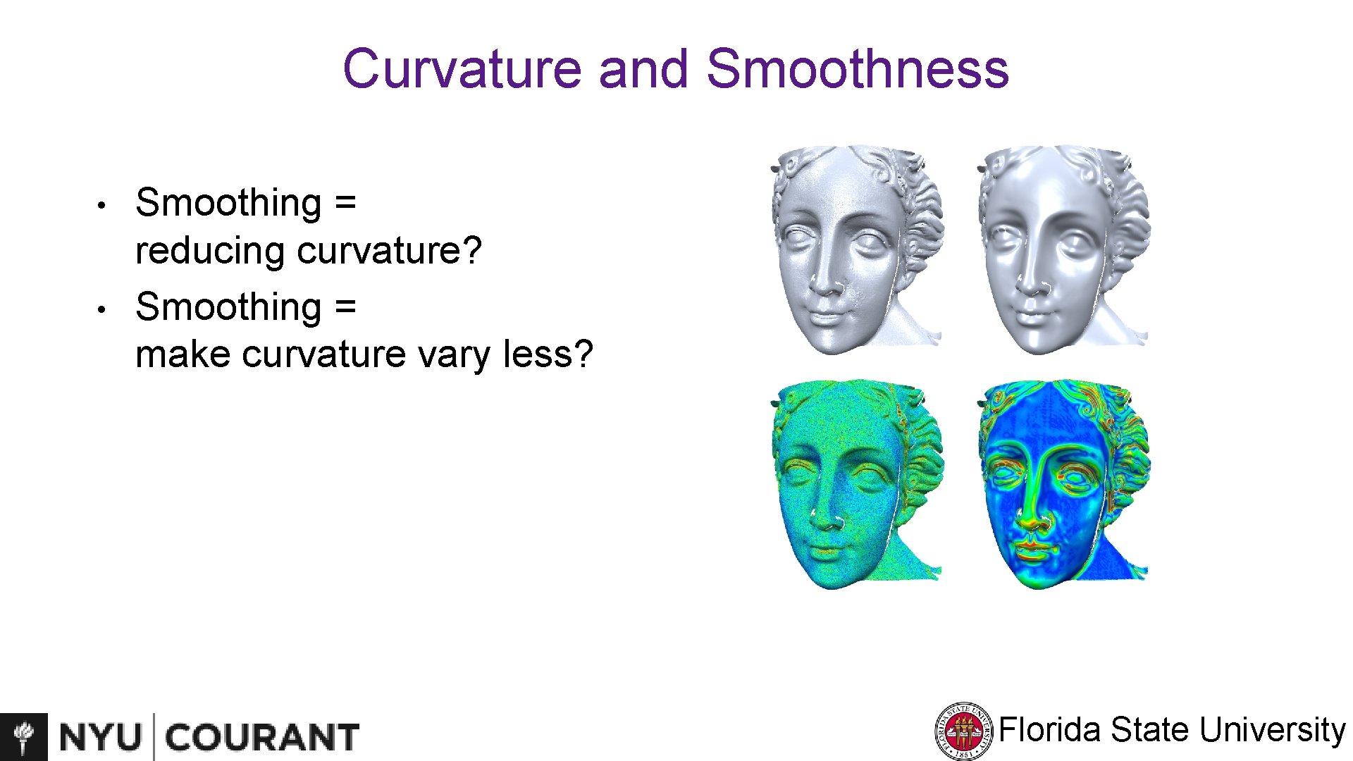 Curvature and Smoothness • • Smoothing = reducing curvature? Smoothing = make curvature vary