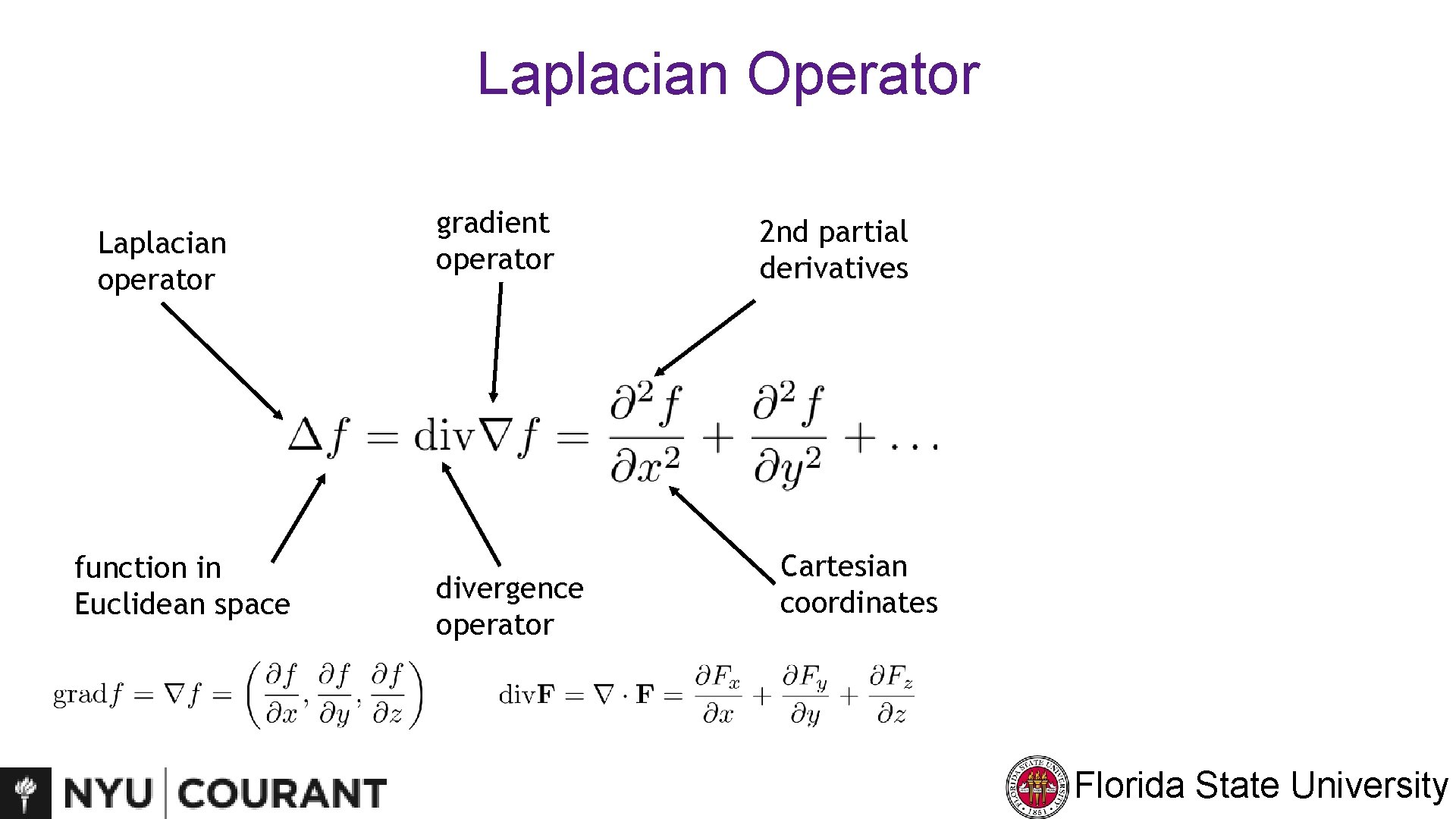 Laplacian Operator Laplacian operator function in Euclidean space gradient operator divergence operator 2 nd