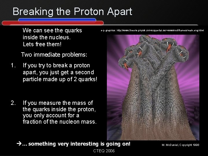 Breaking the Proton Apart We can see the quarks inside the nucleus. Lets free