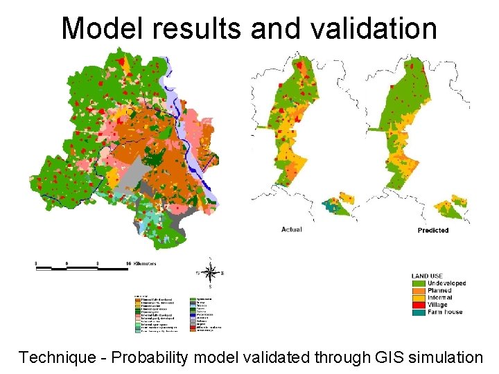 Model results and validation Technique - Probability model validated through GIS simulation Model results and validation Technique - Probability model validated through GIS simulation