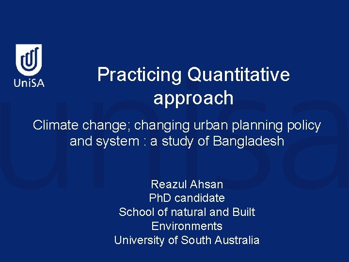 Practicing Quantitative approach Climate change; changing urban planning policy and system : a study Practicing Quantitative approach Climate change; changing urban planning policy and system : a study