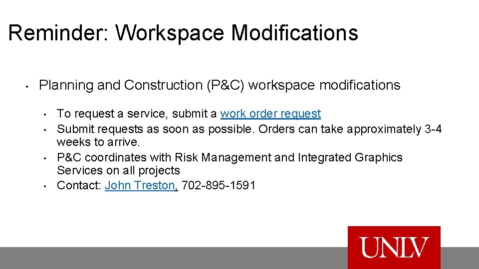 Workspace Modifications Operational Update Meeting July 16 2020 Agenda Business