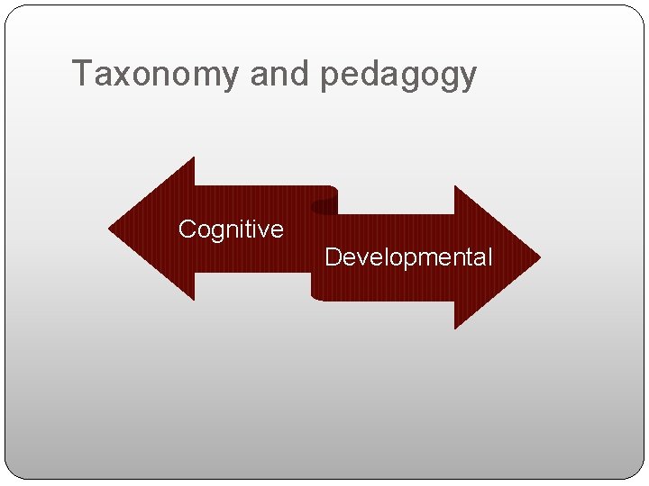 Taxonomy and pedagogy Cognitive Developmental 