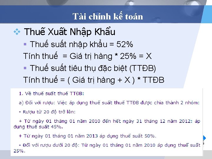 Tài chính kế toán v Thuế Xuất Nhập Khẩu § Thuế suất nhập khẩu