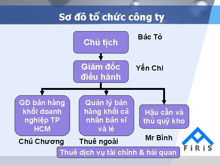 Sơ đồ tổ chức công ty Chủ tịch Giám đốc điều hành GĐ bán