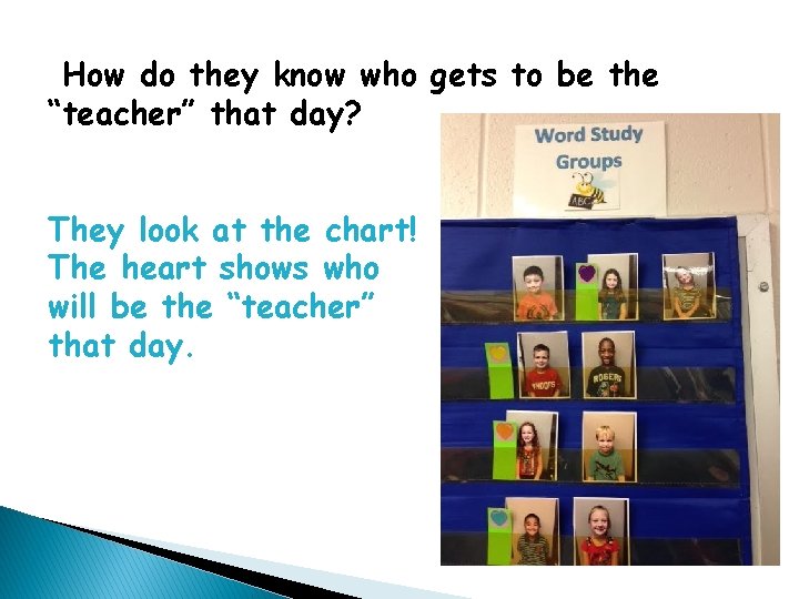 How do they know who gets to be the “teacher” that day? They look