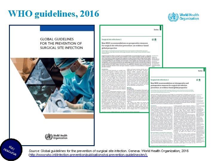 WHO guidelines, 2016 Source: Global guidelines for the prevention of surgical site infection. Geneva: