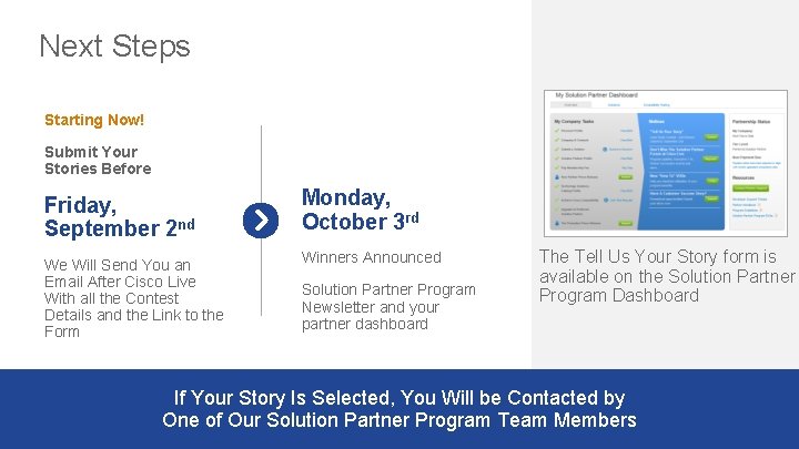 Next Steps Starting Now! Submit Your Stories Before Screenshot placeholder Friday, September 2 nd