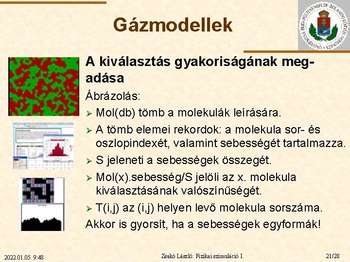 Gázmodellek A kiválasztás gyakoriságának megadása ELTE 2022. 01. 05. 9: 48 Ábrázolás: Ø Mol(db)