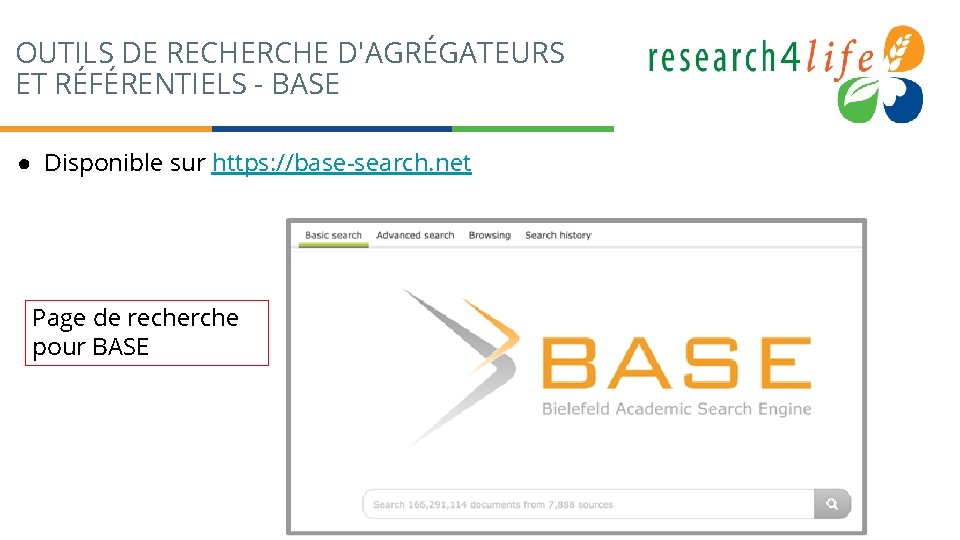 OUTILS DE RECHERCHE D'AGRÉGATEURS ET RÉFÉRENTIELS - BASE ● Disponible sur https: //base-search. net