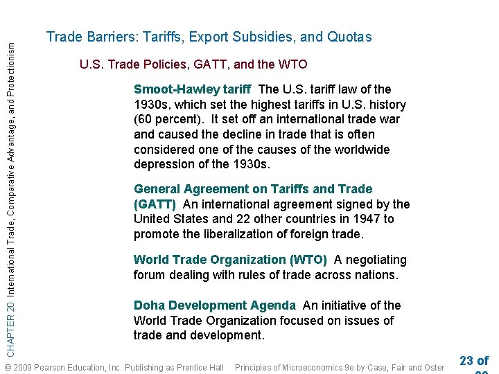 CHAPTER 20 International Trade, Comparative Advantage, and Protectionism Trade Barriers: Tariffs, Export Subsidies, and CHAPTER 20 International Trade, Comparative Advantage, and Protectionism Trade Barriers: Tariffs, Export Subsidies, and