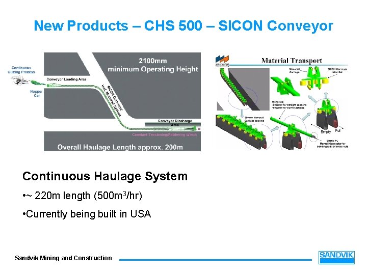 New Products – CHS 500 – SICON Conveyor Continuous Haulage System • ~ 220