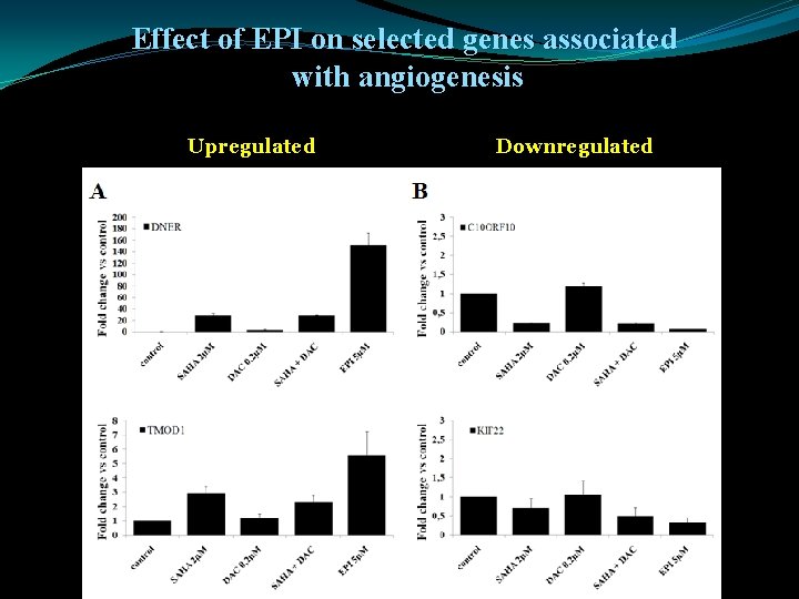 Effect of EPI on selected genes associated with angiogenesis Upregulated Downregulated 