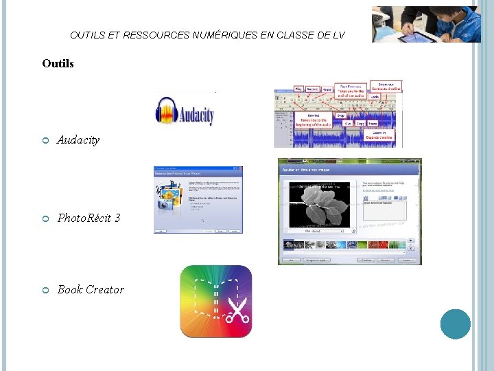 OUTILS ET RESSOURCES NUMÉRIQUES EN CLASSE DE LV Outils Audacity Photo. Récit 3 Book