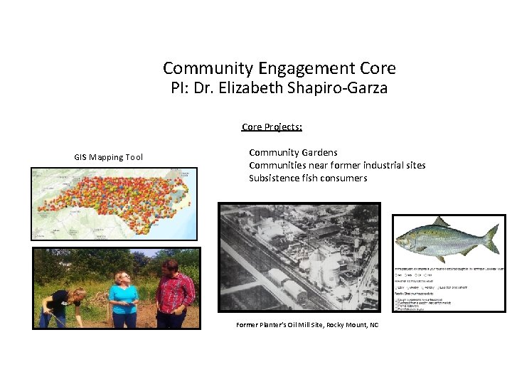 Community Engagement Core PI: Dr. Elizabeth Shapiro-Garza Core Projects: GIS Mapping Tool Community Gardens