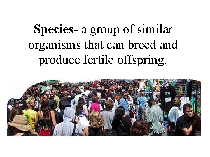 Species- a group of similar organisms that can breed and produce fertile offspring. 