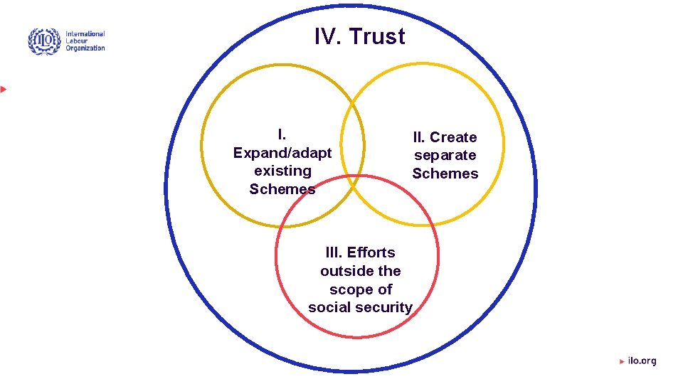 IV. Trust I. Expand/adapt existing Schemes II. Create separate Schemes III. Efforts outside the