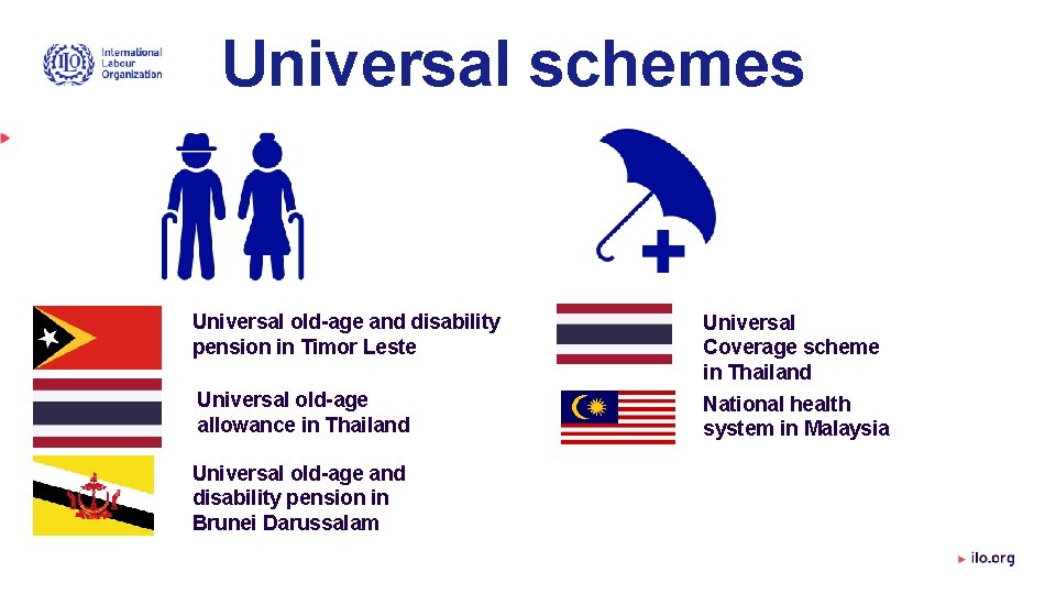 Universal schemes Universal old-age and disability pension in Timor Leste Universal Coverage scheme in