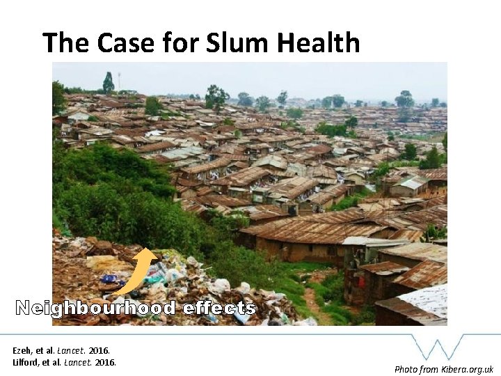 The Case for Slum Health Neighbourhood effects Ezeh, et al. Lancet. 2016. Lilford, et