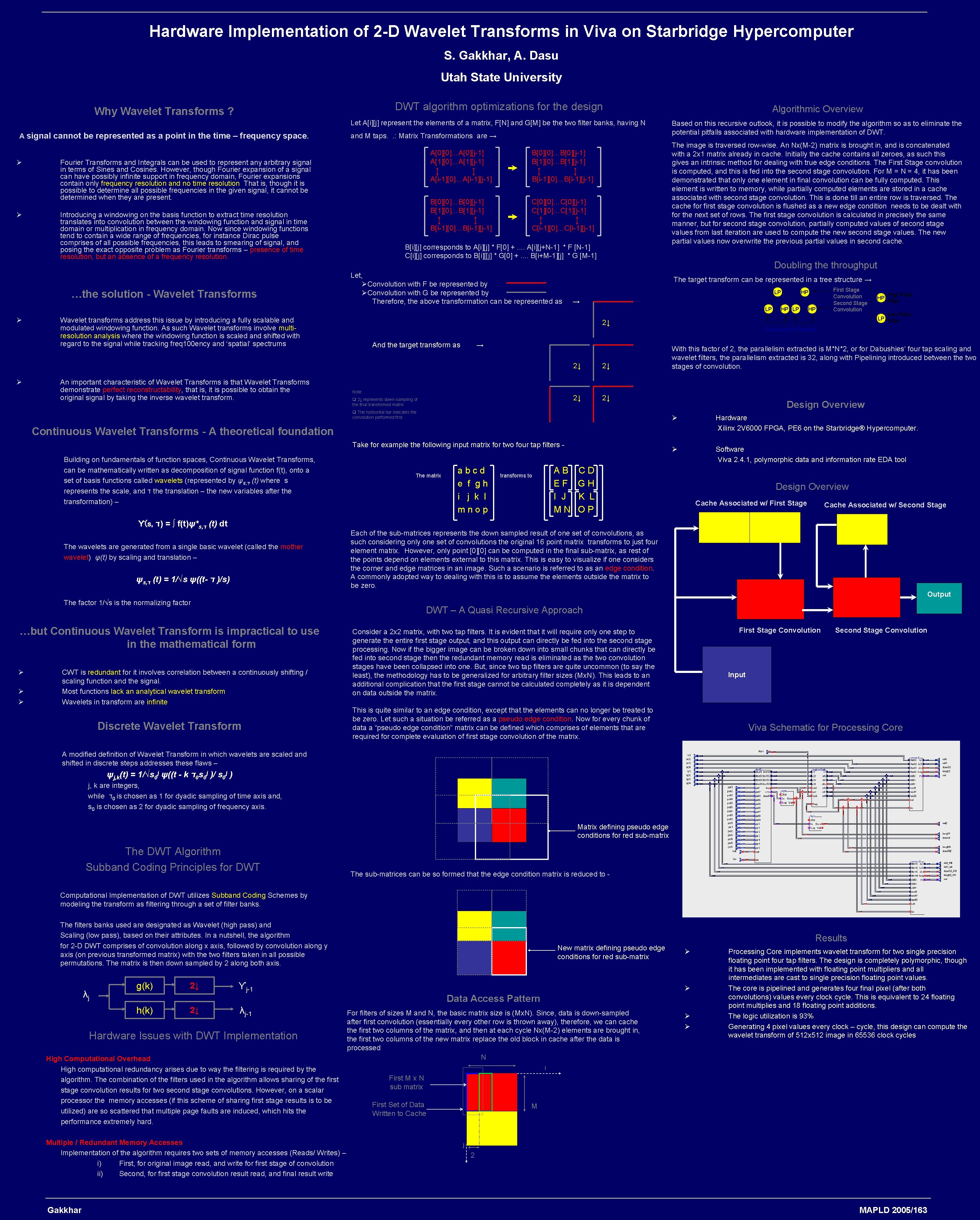 Hardware Implementation of 2 D Wavelet Transforms in