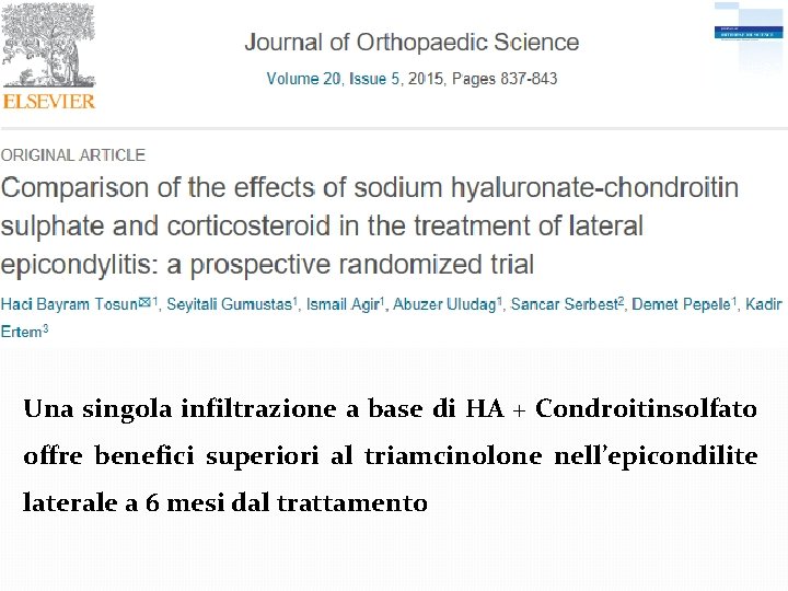 Una singola infiltrazione a base di HA + Condroitinsolfato offre benefici superiori al triamcinolone