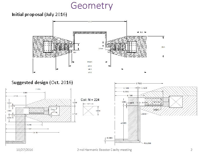 Initial proposal (July 2016) Geometry Suggested design (Oct. 2016) 10/27/2016 2 -nd Harmonic Booster