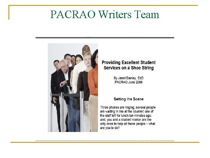 PACRAO Writers Team 