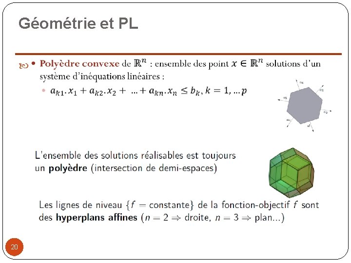 Géométrie et PL 20 