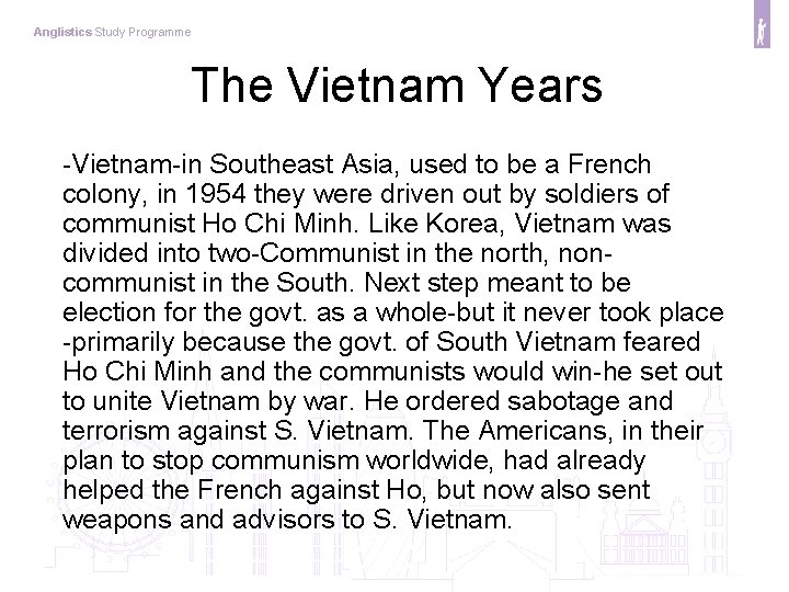 Anglistics Study Programme The Vietnam Years -Vietnam-in Southeast Asia, used to be a French