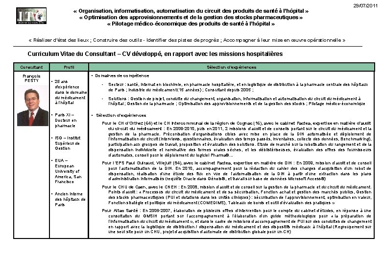  « Organisation, informatisation, automatisation du circuit des produits de santé à l’hôpital »