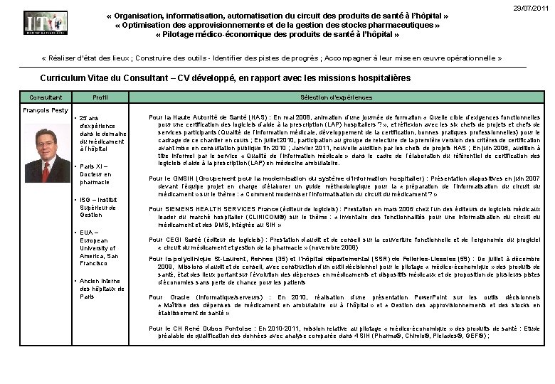  « Organisation, informatisation, automatisation du circuit des produits de santé à l’hôpital »